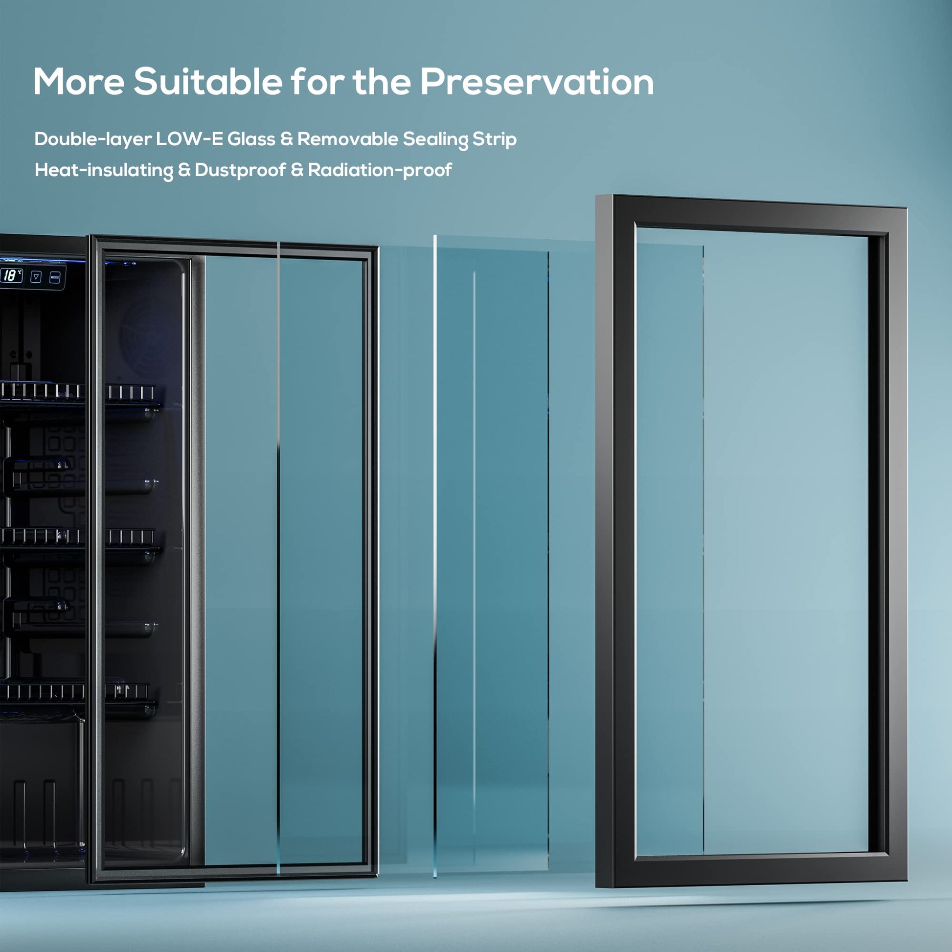 Manastin Beverage Refrigerator Cooler-120 Cans Freestanding Mini Fridge Cooler with Glass Door, Adjustable Shelves & Digital Temperature Display for Soda, Wine or Beer (Black, 3.2 Cu.Ft) - CookCave