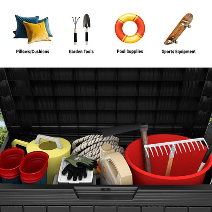 Mars Villa 45 Gallon Outdoor Storage Box, Resin Deck Box Waterproof, Storage Chest for Outside Patio Furniture Cushions, Pool Supplies, Garden Tools, UV Resistant and Weatherproof, Black - CookCave