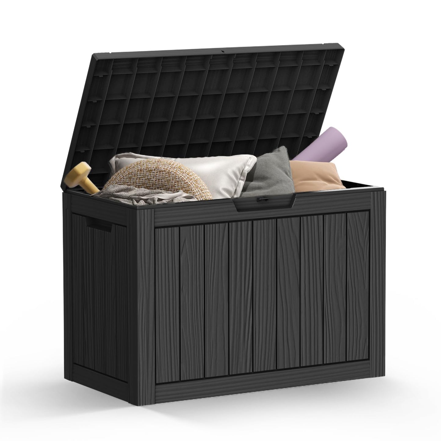 Mars Villa 45 Gallon Outdoor Storage Box, Resin Deck Box Waterproof, Storage Chest for Outside Patio Furniture Cushions, Pool Supplies, Garden Tools, UV Resistant and Weatherproof, Black - CookCave