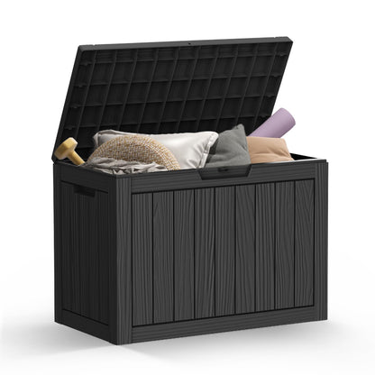 Mars Villa 45 Gallon Outdoor Storage Box, Resin Deck Box Waterproof, Storage Chest for Outside Patio Furniture Cushions, Pool Supplies, Garden Tools, UV Resistant and Weatherproof, Black - CookCave
