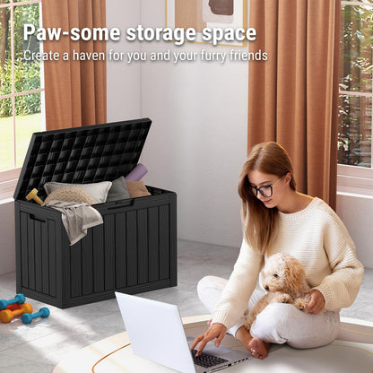 Mars Villa 45 Gallon Outdoor Storage Box, Resin Deck Box Waterproof, Storage Chest for Outside Patio Furniture Cushions, Pool Supplies, Garden Tools, UV Resistant and Weatherproof, Black - CookCave