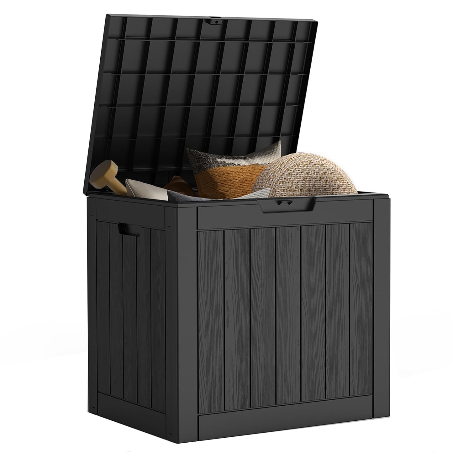 Mars Villa Deck Box, Waterproof Weatherproof and UV Resistant Resin Storage Bin with Lockable Lid, Ideal for, Outdoor, Patio Furniture Cushions, Pool Supplies, Garden Tools (31 Gallon, Black) - CookCave