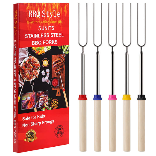 Marshmallow Roasting Sticks, Telescoping Smores Sticks for Open Fire Pit, 32 Inch Long Marshmallow Toasting Barbecue Forks S’mores Skewers for Campfire Camping Hotdog Hot Dog Bonfire Grill, 5 Pack - CookCave
