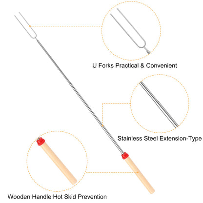 Marshmallow Roasting Sticks, Telescoping Smores Sticks for Open Fire Pit, 32 Inch Long Marshmallow Toasting Barbecue Forks S’mores Skewers for Campfire Camping Hotdog Hot Dog Bonfire Grill, 5 Pack - CookCave