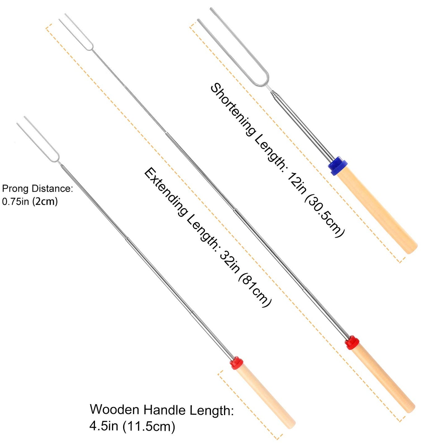 Marshmallow Roasting Sticks, Telescoping Smores Sticks for Open Fire Pit, 32 Inch Long Marshmallow Toasting Barbecue Forks S’mores Skewers for Campfire Camping Hotdog Hot Dog Bonfire Grill, 5 Pack - CookCave