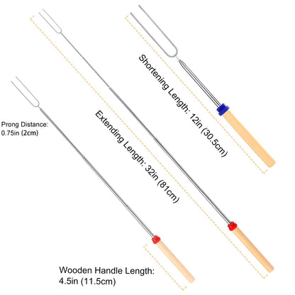 Marshmallow Roasting Sticks, Telescoping Smores Sticks for Open Fire Pit, 32 Inch Long Marshmallow Toasting Barbecue Forks S’mores Skewers for Campfire Camping Hotdog Hot Dog Bonfire Grill, 5 Pack - CookCave