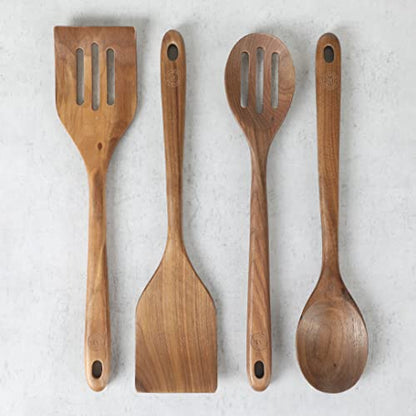 Martha Stewart Bainford 4-Piece Wooden Kitchen Tool Set - Walnut - CookCave