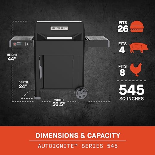 Masterbuilt AutoIgnite 545 Digital Charcoal Grill and Smoker Combo for Easy Grilling, Digital Control, App, Sear Plate, Mini Hopper and 545 BBQ Cooking Square In. in Black - CookCave