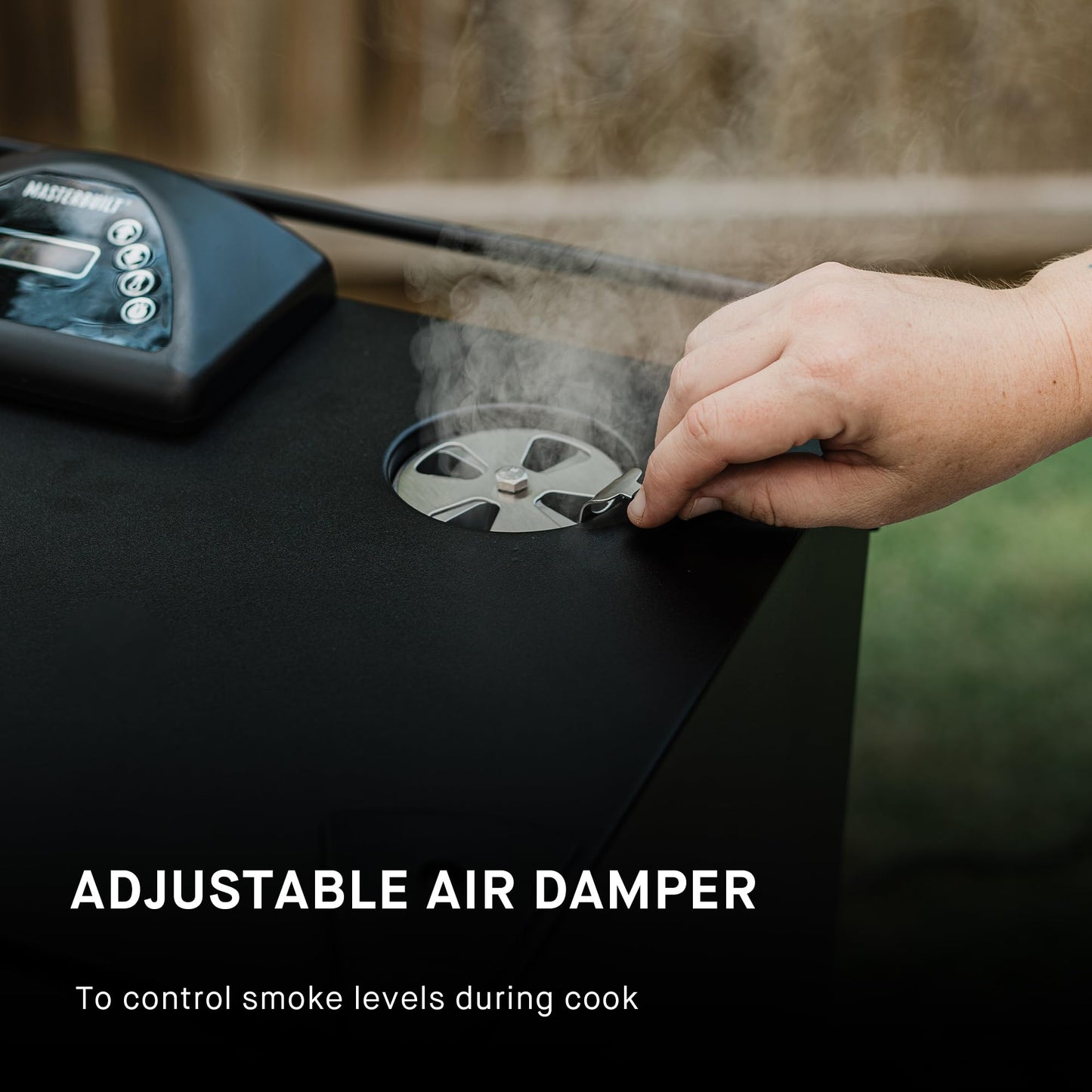 Masterbuilt® 30-inch Digital Electric Vertical BBQ Smoker with Leg Kit, Side Wood Chip Loader and 710 Cooking Square Inches in Black, Model MB20070421 - CookCave