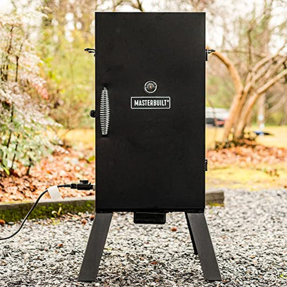 Masterbuilt® 30-inch Electric Vertical BBQ Smoker with Analog Temperature Control, Chrome Smoking Racks and 535 Cooking Square Inches in Black, Model MB20070210 - CookCave