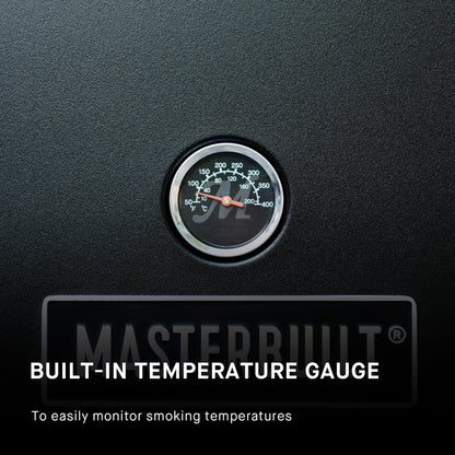 Masterbuilt® 30-inch Electric Vertical BBQ Smoker with Analog Temperature Control, Chrome Smoking Racks and 535 Cooking Square Inches in Black, Model MB20070210 - CookCave