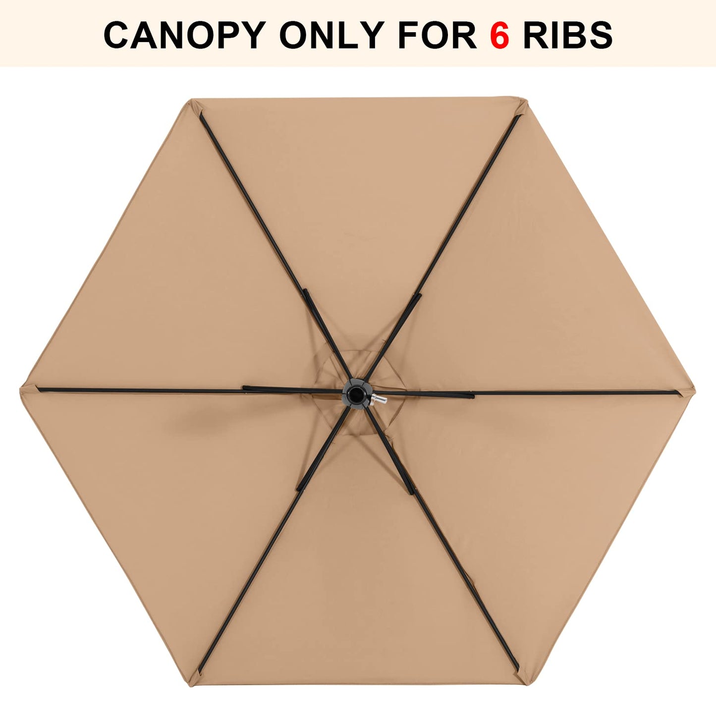 MASTERCANOPY Patio Umbrella 7.5 ft Replacement Canopy for 6 Ribs-Beige Canopy Only - CookCave