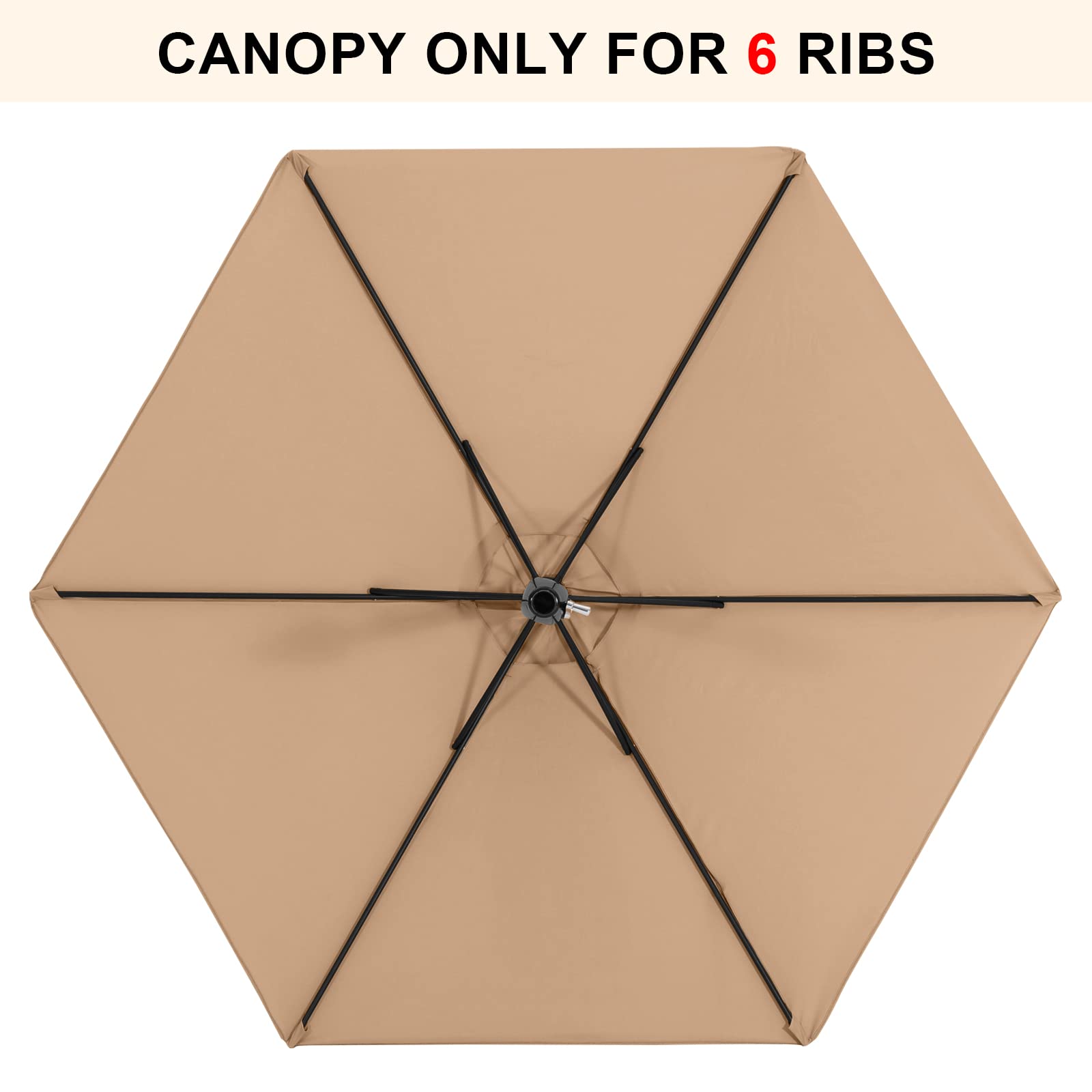 MASTERCANOPY Patio Umbrella 7.5 ft Replacement Canopy for 6 Ribs-Beige Canopy Only - CookCave