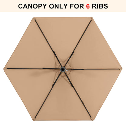 MASTERCANOPY Patio Umbrella 7.5 ft Replacement Canopy for 6 Ribs-Beige Canopy Only - CookCave