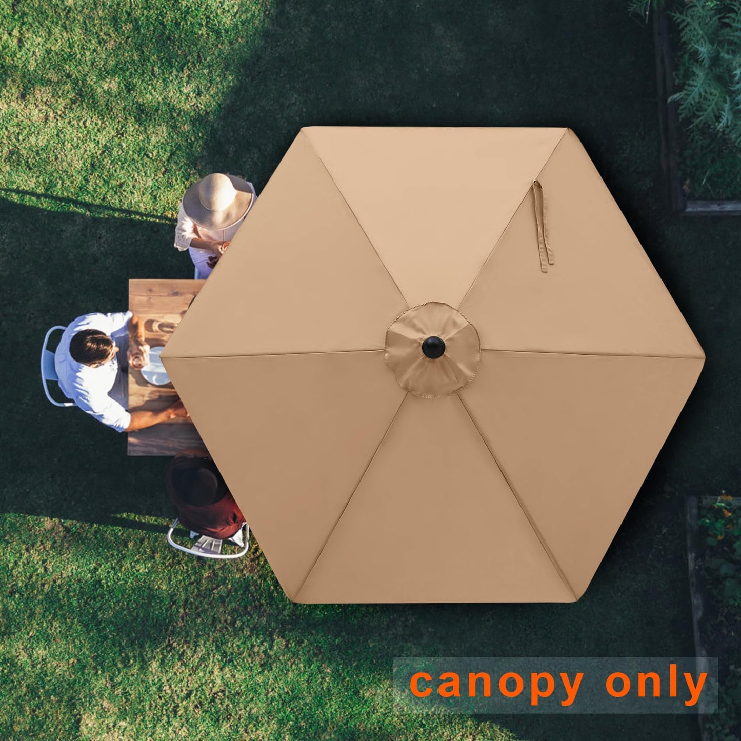 MASTERCANOPY Patio Umbrella 7.5 ft Replacement Canopy for 6 Ribs-Beige Canopy Only - CookCave