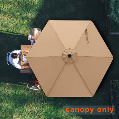 MASTERCANOPY Patio Umbrella 7.5 ft Replacement Canopy for 6 Ribs-Beige Canopy Only - CookCave