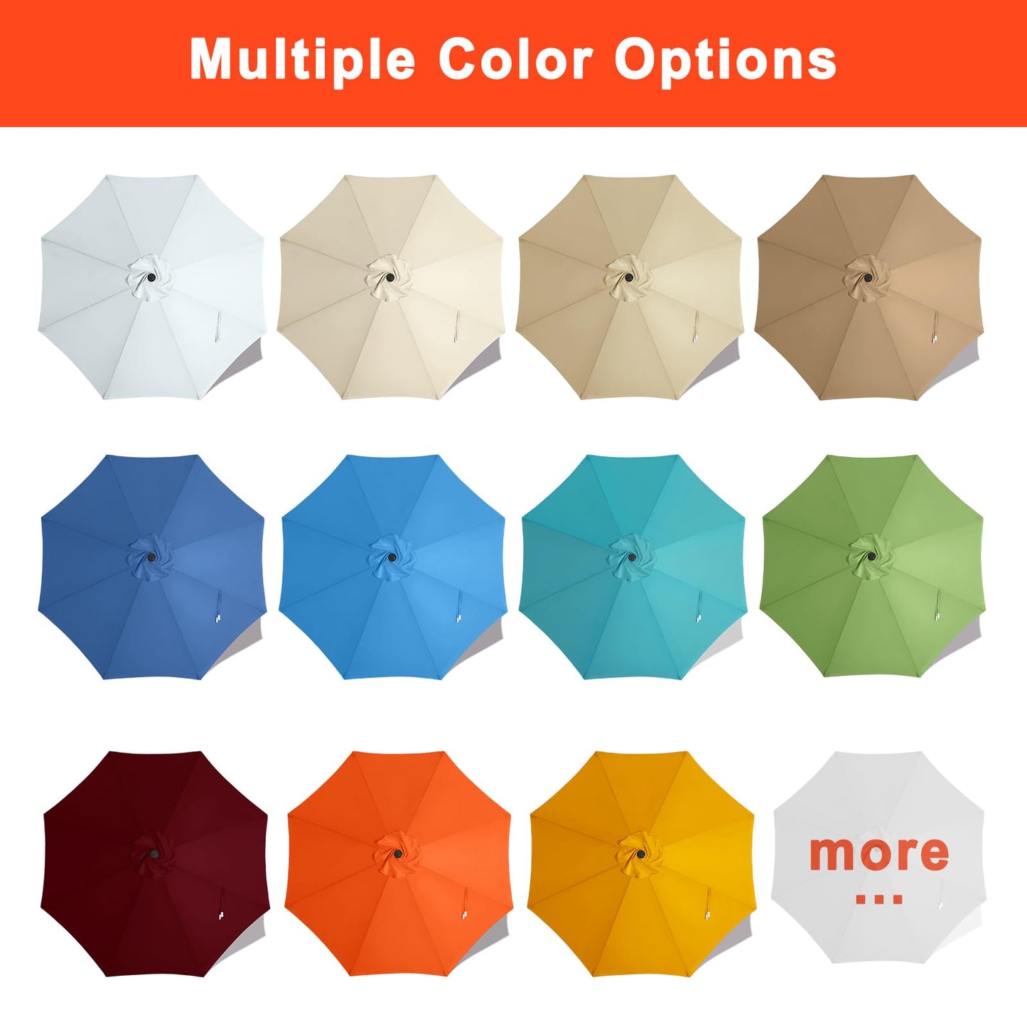 MASTERCANOPY Patio Umbrella 9 ft Replacement Canopy for 8 Ribs-Gold Canopy Only - CookCave