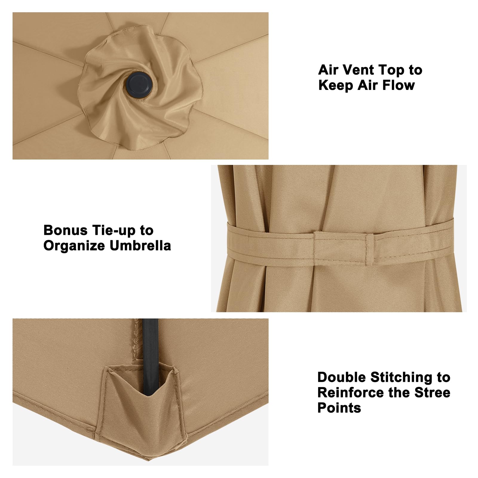 MASTERCANOPY Patio Umbrella 9 ft Replacement Canopy for 8 Ribs-Gold Canopy Only - CookCave