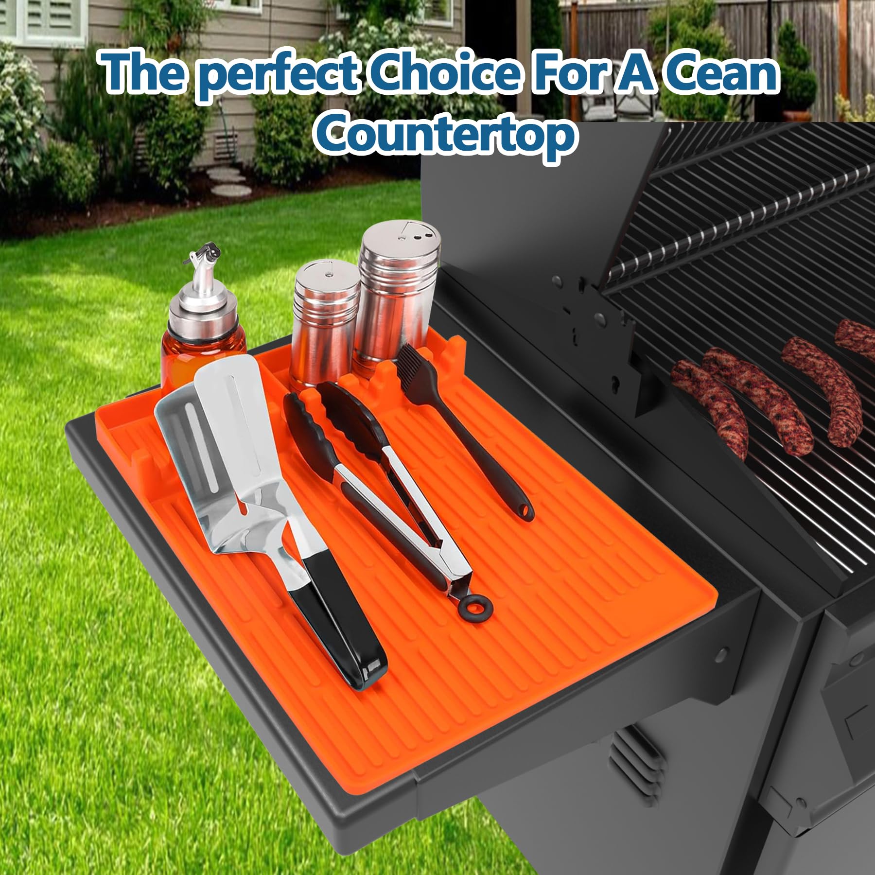 MAXTBEE Silicone Griddle Mat for Blackstone - BBQ Grill Accessory with Drip Pad & Spatula Holder - Ideal for Outdoor Cooking & Kitchen Counter - CookCave