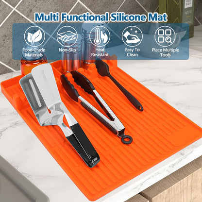 MAXTBEE Silicone Griddle Mat for Blackstone - BBQ Grill Accessory with Drip Pad & Spatula Holder - Ideal for Outdoor Cooking & Kitchen Counter - CookCave