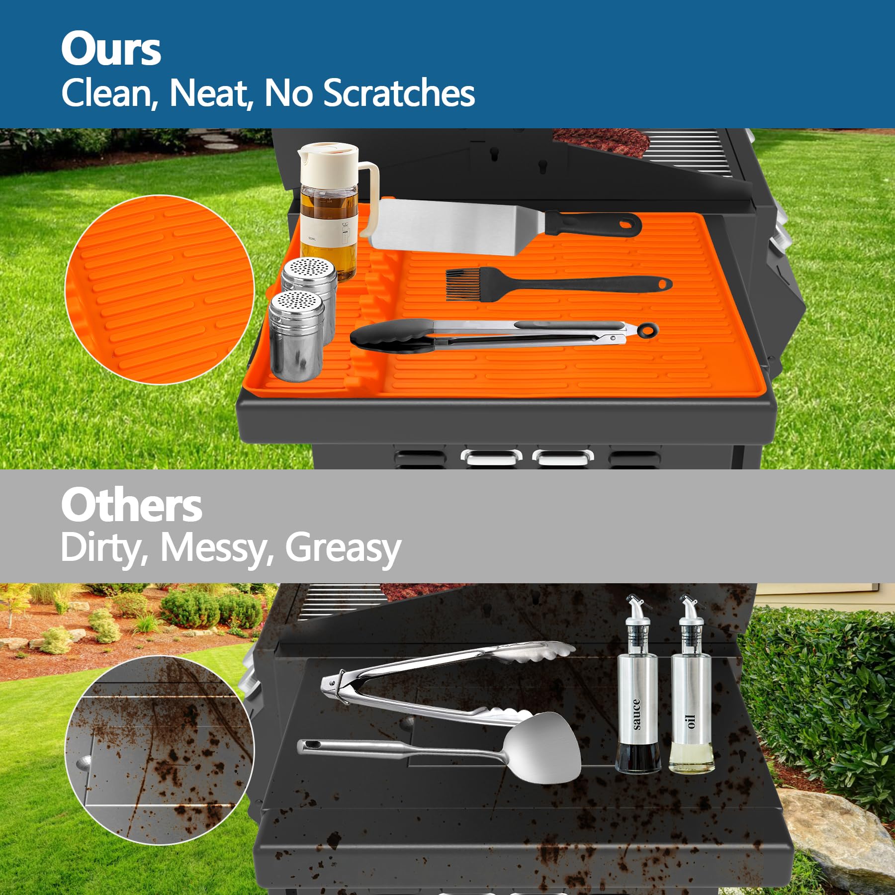 MAXTBEE Silicone Griddle Mat for Blackstone - BBQ Grill Accessory with Drip Pad & Spatula Holder - Ideal for Outdoor Cooking & Kitchen Counter - CookCave