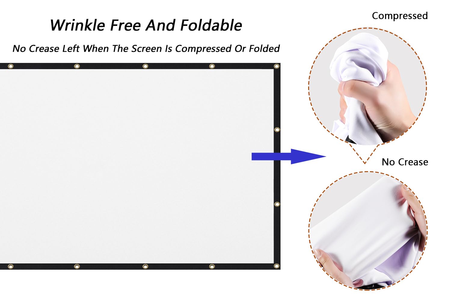 Mdbebbron 150 inch Projection Screen 16:9 Foldable Anti-Crease Portable Projector Movies Screen for Office Home Theater Outdoor Indoor Support Double Sided Projection - CookCave