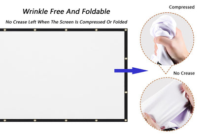 Mdbebbron 150 inch Projection Screen 16:9 Foldable Anti-Crease Portable Projector Movies Screen for Office Home Theater Outdoor Indoor Support Double Sided Projection - CookCave