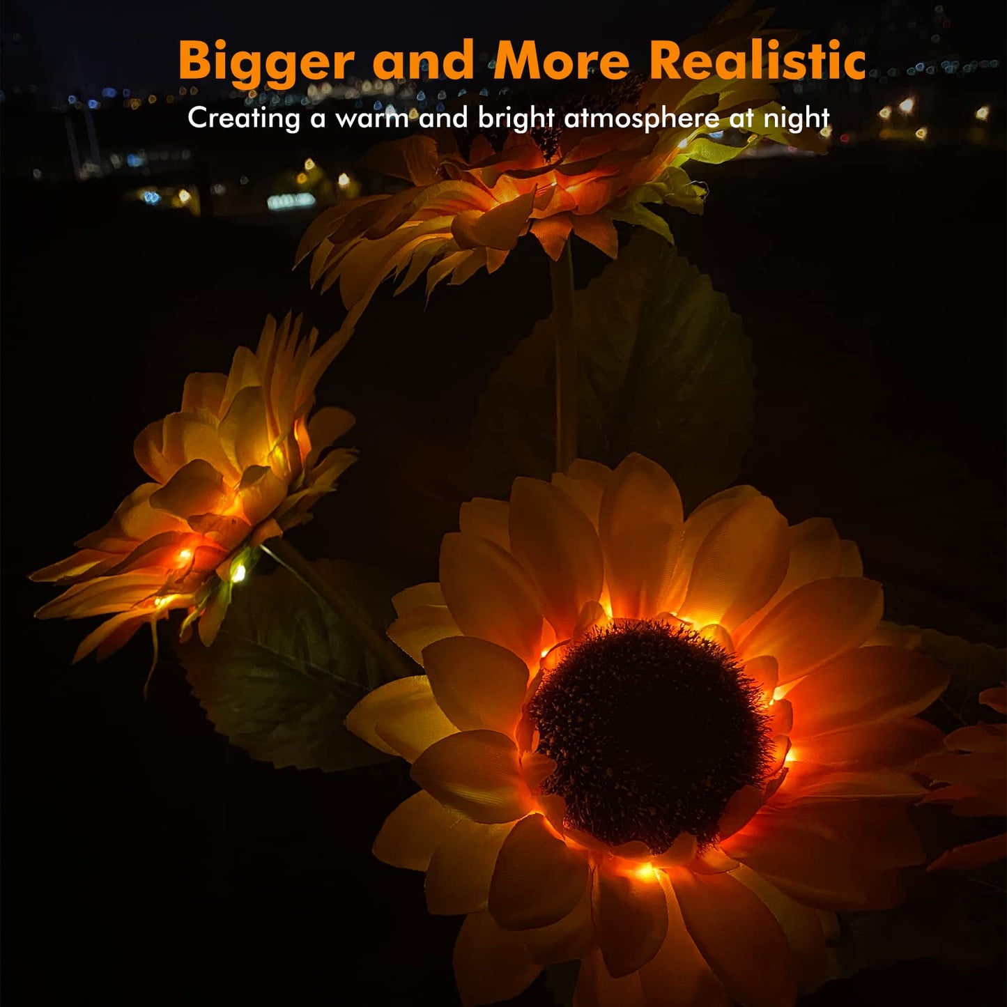 Meagoo Solar Sunflower Lights, 800mA Solar Garden Light with Real Looking Flowers Outdoor Waterproof Solar Stake Lights for Back Yard, Flower Bed, Pathway, Patio, Porch, Spring Decoration (2 Pack) - CookCave