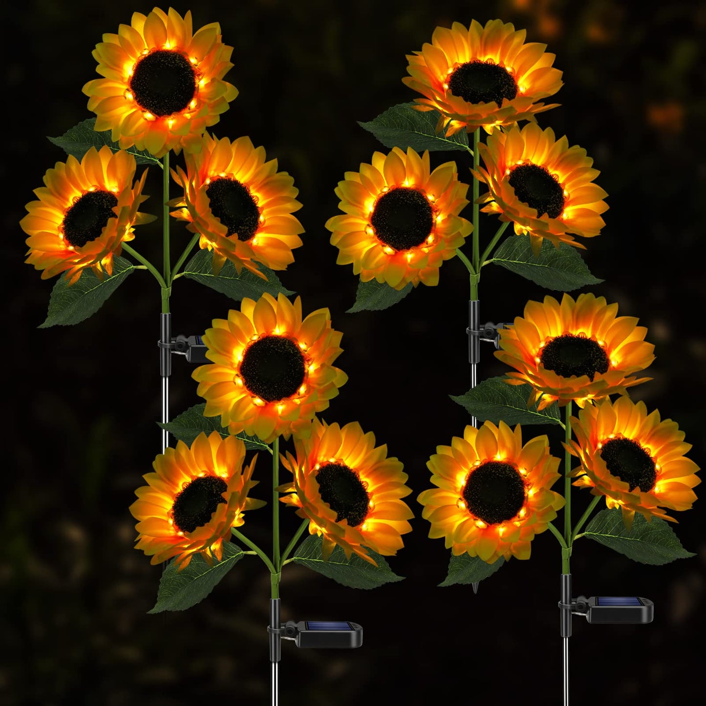 Meagoo Solar Sunflower Lights, 800mA Solar Garden Light with Real Looking Flowers Outdoor Waterproof Solar Stake Lights for Back Yard, Flower Bed, Pathway, Patio, Porch, Spring Decoration (2 Pack) - CookCave