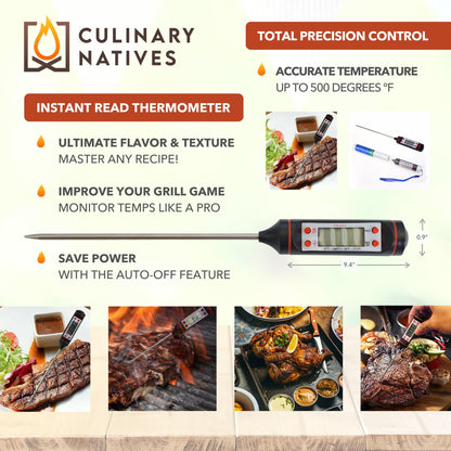 Meat Claws and Smoker Gloves | No.1 Extreme Heat Resistant BBQ Grill Gloves | Non-Slip Waterproof Silicone Oven Mitts | Pulled Pork Claws | Thermometer | Barbecue, Grilling, Smoking, Shredding (Black) - CookCave