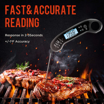 Meat Thermometer Digital, Instant Read Meat Thermometer for Grill and Cooking, Waterproof Food Thermometer for Kitchen and Outside, BBQ, Turkey, Candy, Liquids, Beef - CookCave