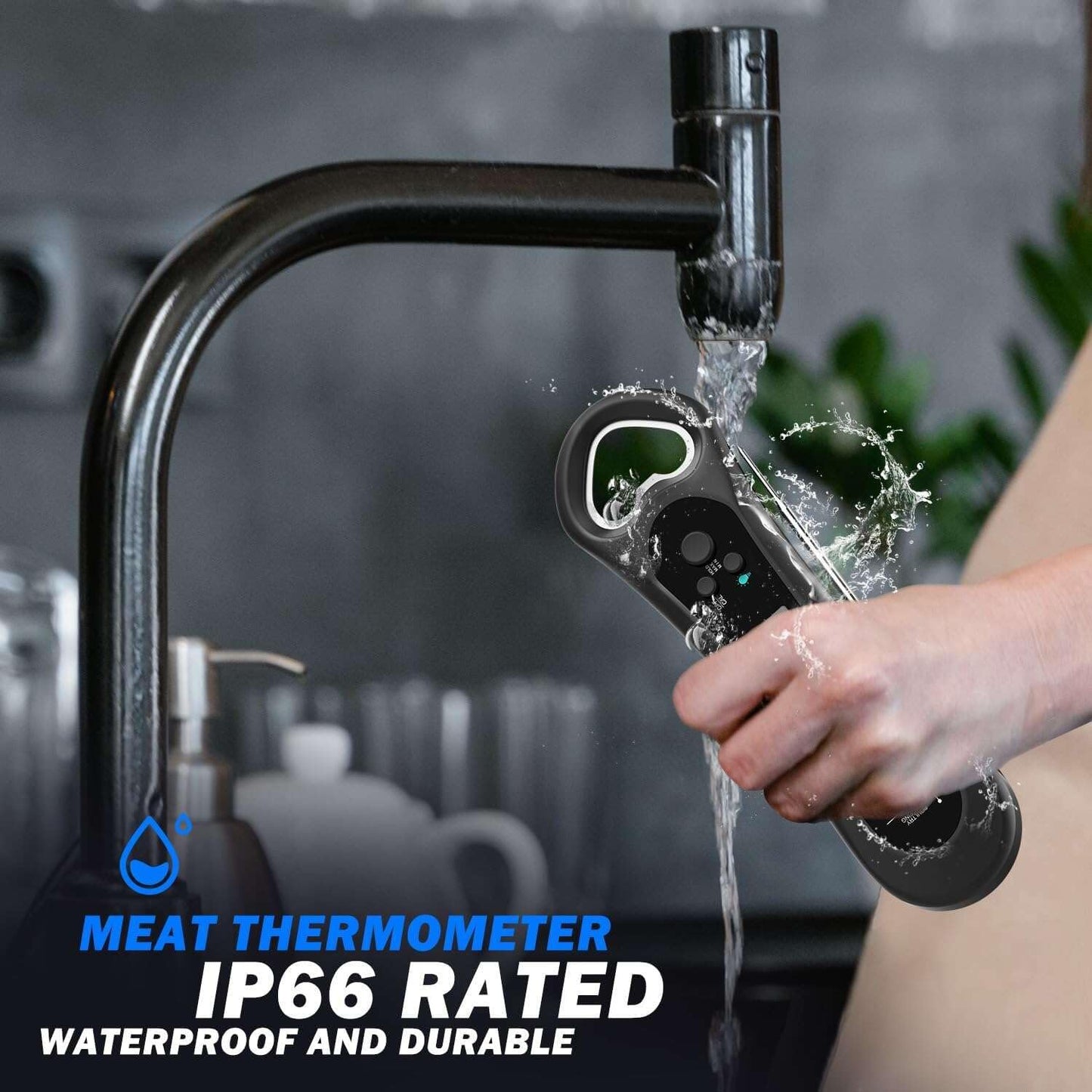 Meat Thermometer Digital, Instant Read Meat Thermometer for Grill and Cooking, with Bottle Opener, Backlight & Calibration Food Thermometer, Kitchen Gadgets for BBQ, Turkey, Candy, Liquids - CookCave