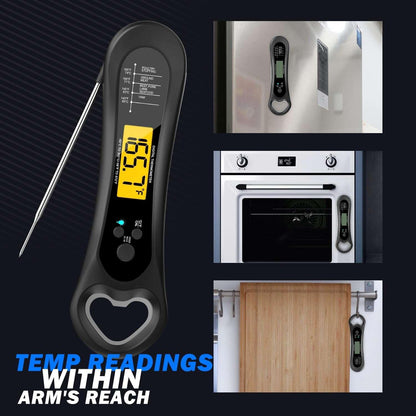 Meat Thermometer Digital, Instant Read Meat Thermometer for Grill and Cooking, with Bottle Opener, Backlight & Calibration Food Thermometer, Kitchen Gadgets for BBQ, Turkey, Candy, Liquids - CookCave
