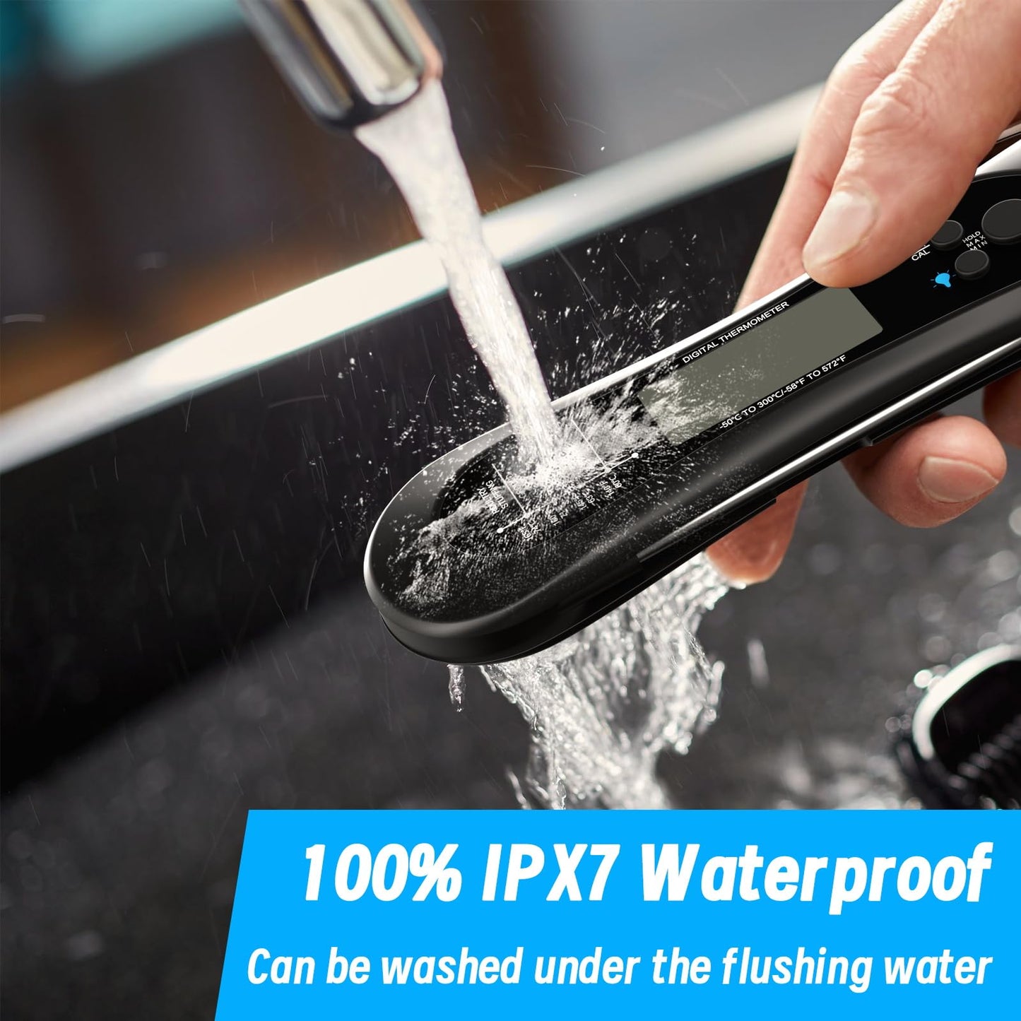 Meat Thermometer Digital, Instant Read Meat Thermometer for Grill and Cooking, with Bottle Opener, Backlight & Calibration Food Thermometer, Kitchen Gadgets for BBQ, Turkey, Candy, Liquids - CookCave