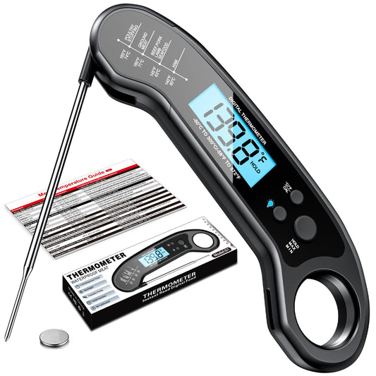 Meat Thermometer Digital, Instant Read Meat ThermometerI for Grill and Cooking, Waterproof Food Thermometer for Kitchen and Outside, BBQ, Turkey, Candy, Liquids, Beef - CookCave