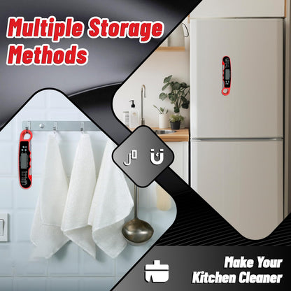 Meat Thermometer Digital, IP67 Waterproof Food Thermometer for Cooking and Baking, Instant Read Meat Thermometer with Backlight, Hold Function & Magnet for Kitchen, Beef, Grill, BBQ, Candy, Turkey - CookCave