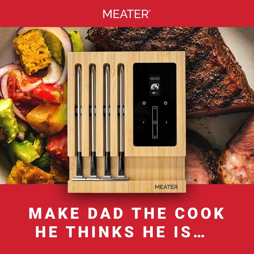 MEATER Block: WiFi Smart Wireless Meat Thermometer | 4 Probes, Long Range | Perfect for BBQ, Oven, Grill, Kitchen, Smoker, Air Fryer | Apple Watch, Alexa Compatible | iOS & Android App - CookCave