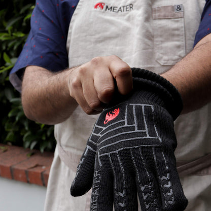MEATER Mitts - Heat Resistant BBQ Gloves - Premium Cooking Gloves for Grill, Smoker, Oven, and Baking - Non-Slip, High-Temperature Protection, Extra Long Cuffs - CookCave