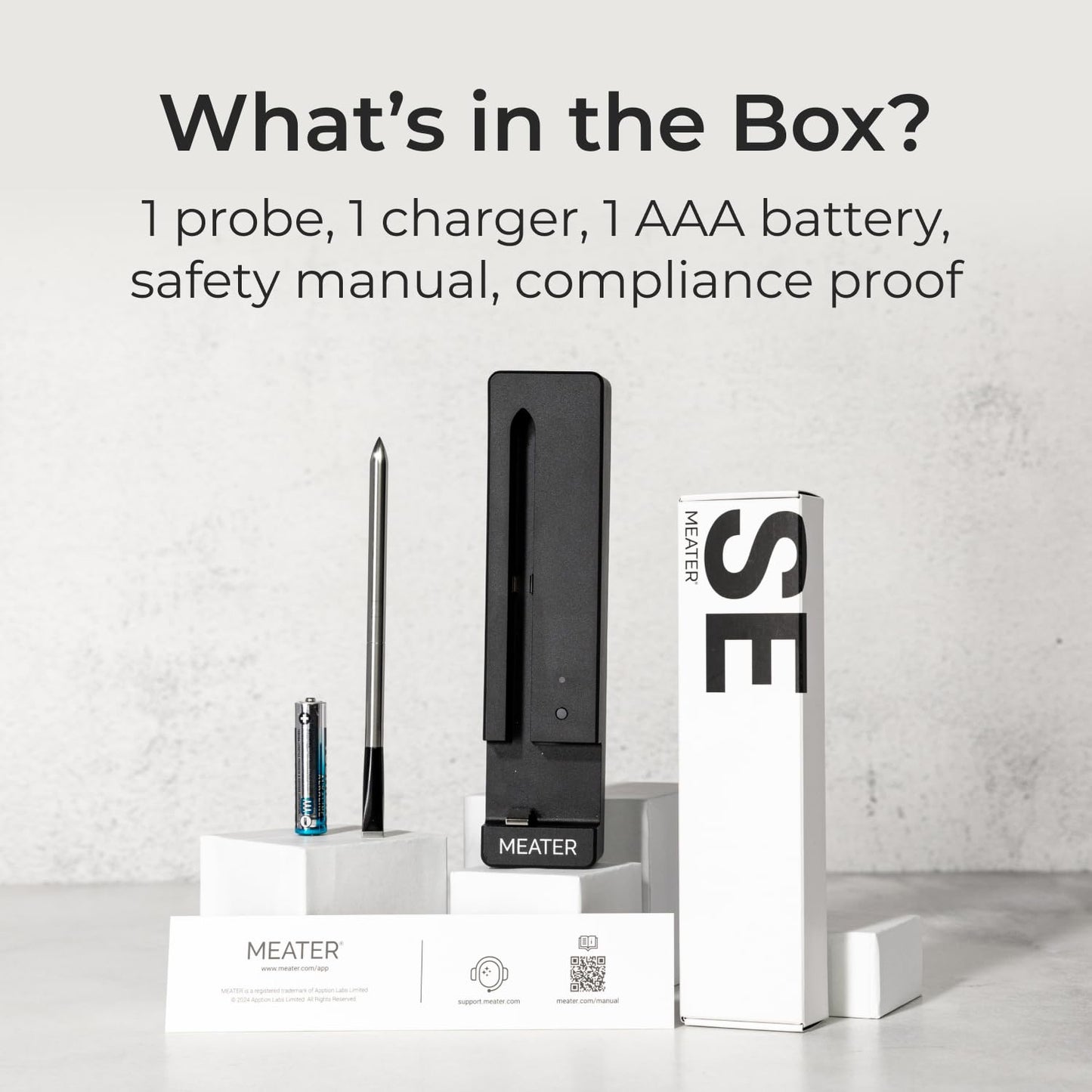 MEATER SE: Smart Bluetooth Meat Thermometer | Long-Range Wireless Probe for Oven, Grilling, Smoking, BBQ & Air Fryer | Dual Sensors & Guided Cook System | Black Charger - CookCave