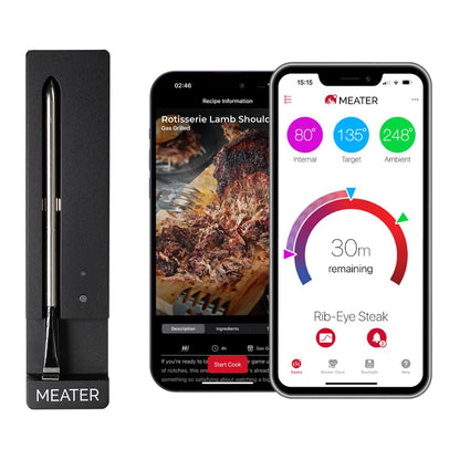 MEATER SE: Smart Bluetooth Meat Thermometer | Long-Range Wireless Probe for Oven, Grilling, Smoking, BBQ & Air Fryer | Dual Sensors & Guided Cook System | Black Charger - CookCave