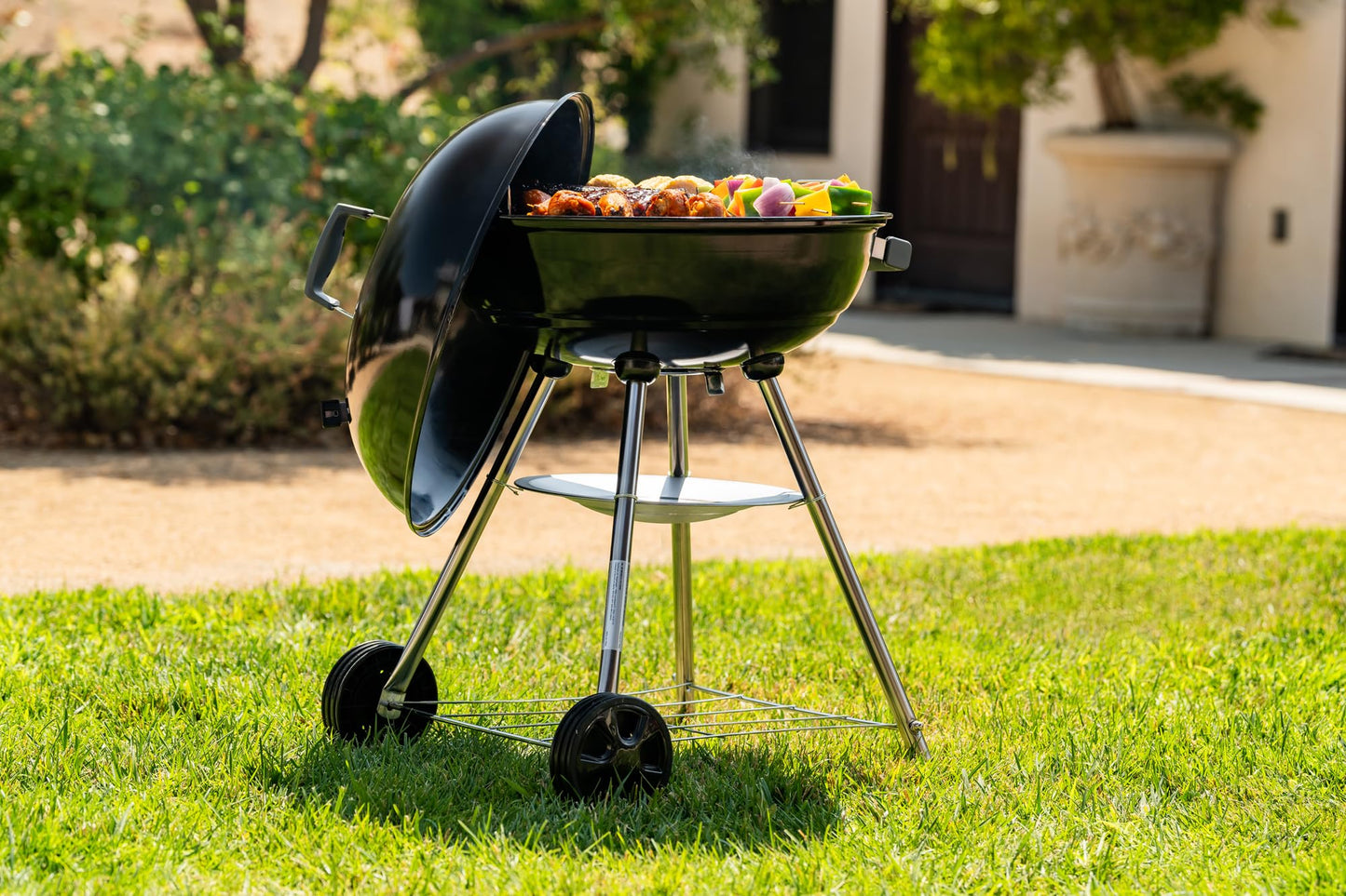Megamaster 22" Heavy Duty Charcoal Barbecue Grill with Adjustable Air Vent, 354 SQ. In Cooking Area, Storage Rack, 2 Wheeled Portable Grill for Camping, Outdoor Cooking, and More - 810-23002 - CookCave