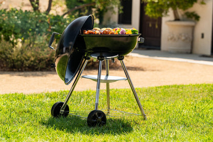 Megamaster 22" Heavy Duty Charcoal Barbecue Grill with Adjustable Air Vent, 354 SQ. In Cooking Area, Storage Rack, 2 Wheeled Portable Grill for Camping, Outdoor Cooking, and More - 810-23002 - CookCave