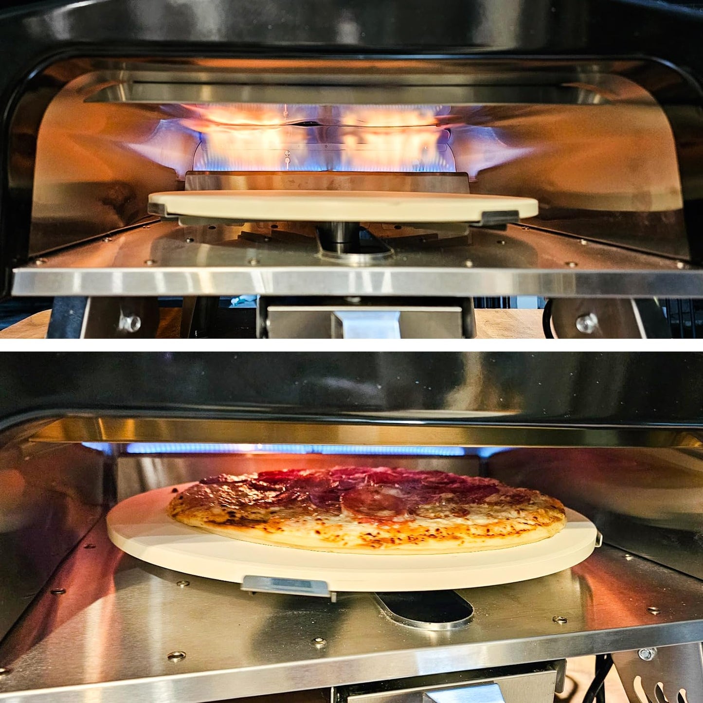MELLCOM 20" Outdoor Gas Pizza Oven - Pull Out Handle & 360° Automatic Rotating Pizza Stone, Including Pizza Peel, Carry Bag, Portable Stainless Steel Propane Pizza Oven for Grill, Backyard and Camping - CookCave