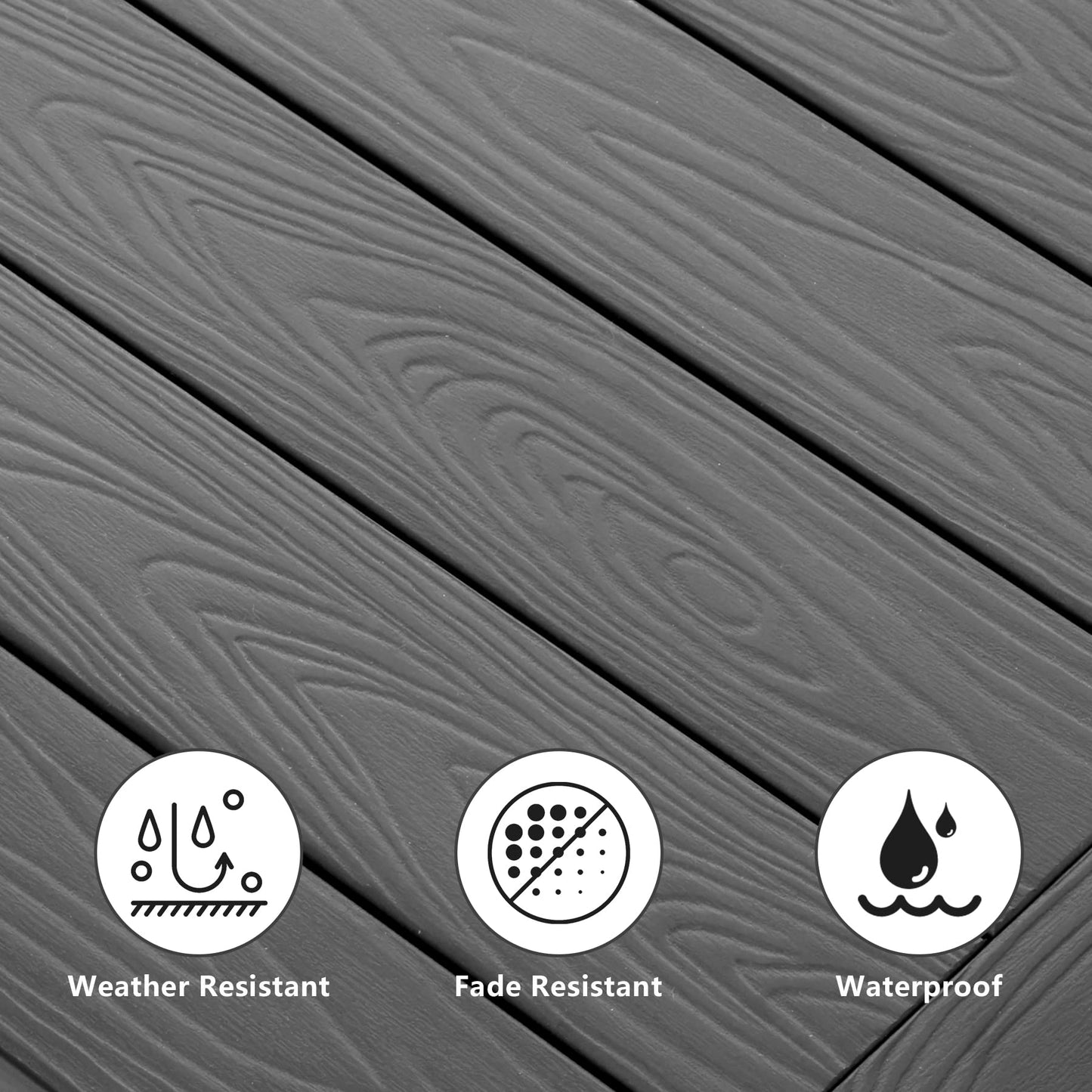 Meluvici Double Adirondack Side Table Weather Resistant, Outdoor Rectangular End Table for Adirondack Chair, Black with Wood Grain - CookCave