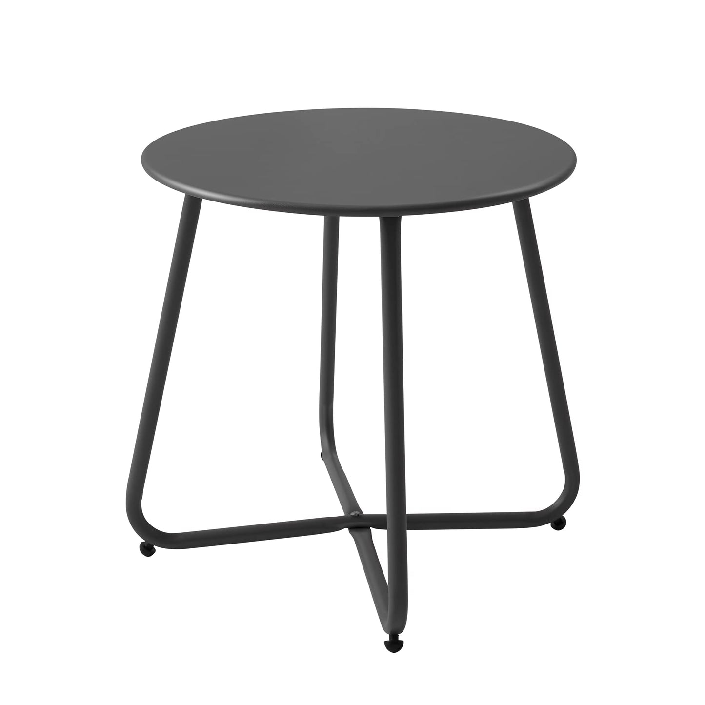 Meluvici Patio Small Side Table Waterproof Round Metal Steel Weather Resistant Portable Outdoor and Indoor End Table for Garden Balcony Yard, Black - CookCave