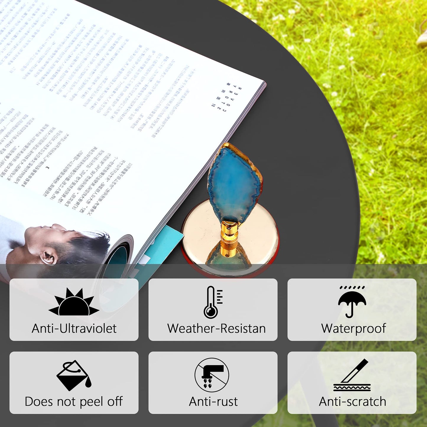 Meluvici Patio Small Side Table Waterproof Round Metal Steel Weather Resistant Portable Outdoor and Indoor End Table for Garden Balcony Yard, Black - CookCave