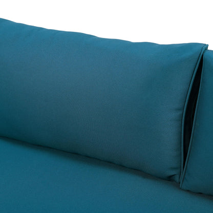 Merax 67.5" Outdoor Patio Daybed 3 Seater Sofa Bed,Acacia Wood Frame with Rattan Arm,Cushion & Pillow for Courtyard - CookCave