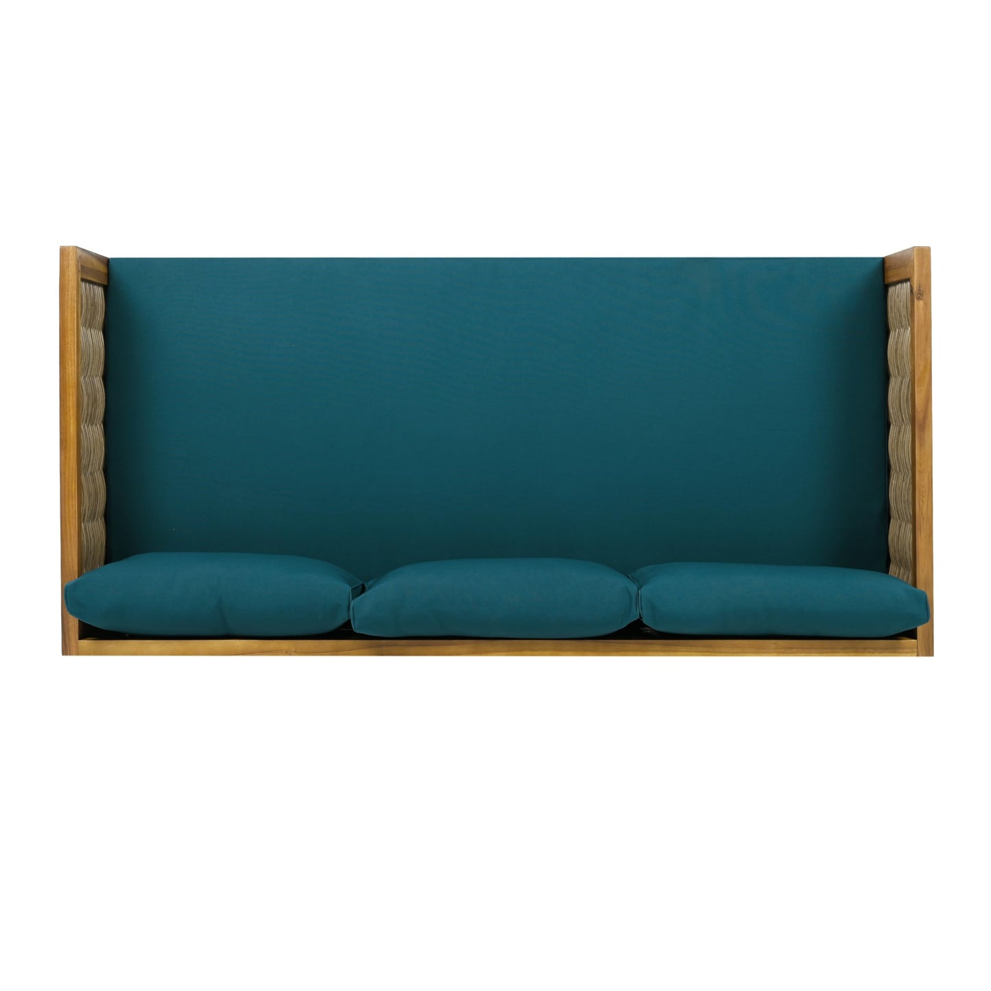 Merax 67.5" Outdoor Patio Daybed 3 Seater Sofa Bed,Acacia Wood Frame with Rattan Arm,Cushion & Pillow for Courtyard - CookCave