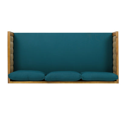 Merax 67.5" Outdoor Patio Daybed 3 Seater Sofa Bed,Acacia Wood Frame with Rattan Arm,Cushion & Pillow for Courtyard - CookCave