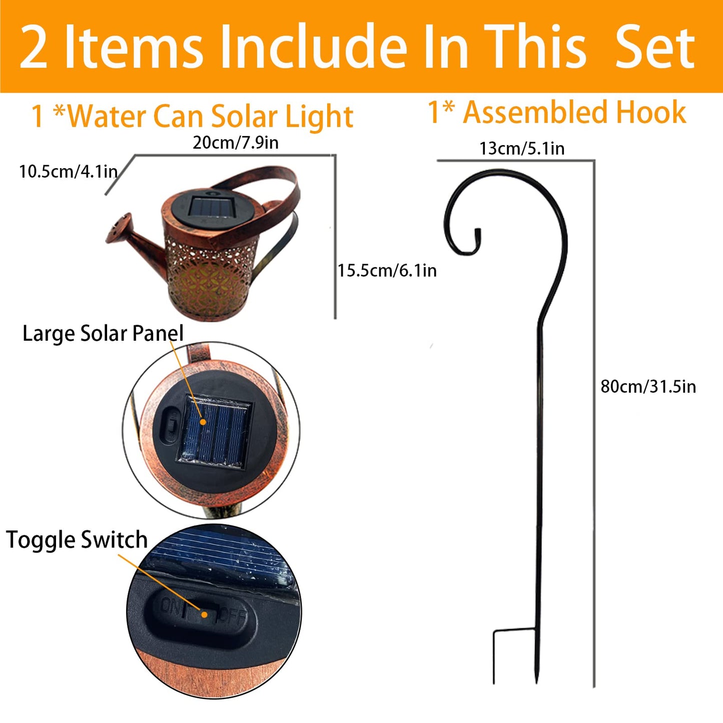 Merrytech Solar Lanterns Outdoor Waterproof,Metal Watering Can Garden Decor,Hanging Solar Path Lights Yard Art,Outside Patio Decorations Gardening Birthday Gifts for Mom Grandma Women,with Hook,Large - CookCave